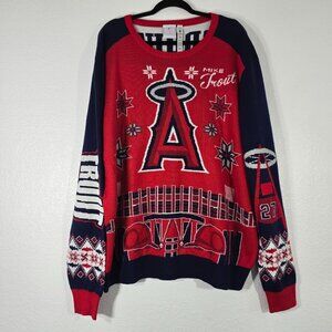 MLB Los Angeles Angels Mike Trout 27 Christmas Sweater Men XXL Red Pullover